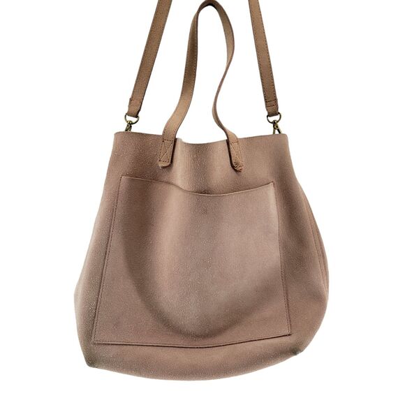 Madewell Pink Suede Tote Bag With Detachable Crossbody Strap 12 X 11 X 6 Unlined - Picture 2 of 9